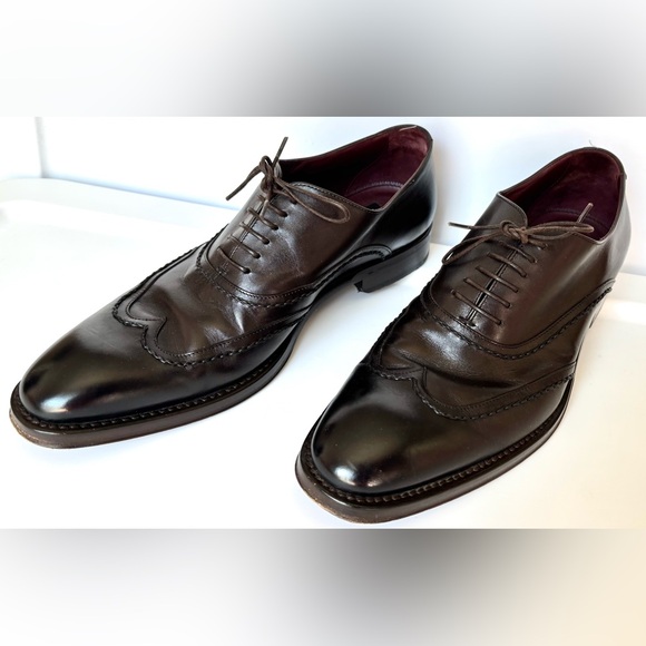 Hugo Boss Leather Oxford Lace Up Shoes in Dark Chocolate Brown color Size 9 - Picture 1 of 13